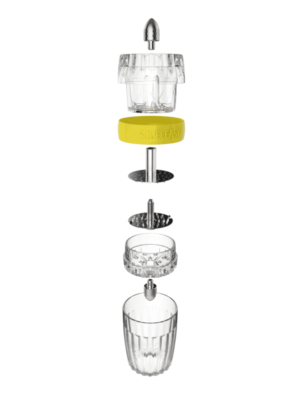 Einzelteile des Squeeeasy Ingwer Shot Maker